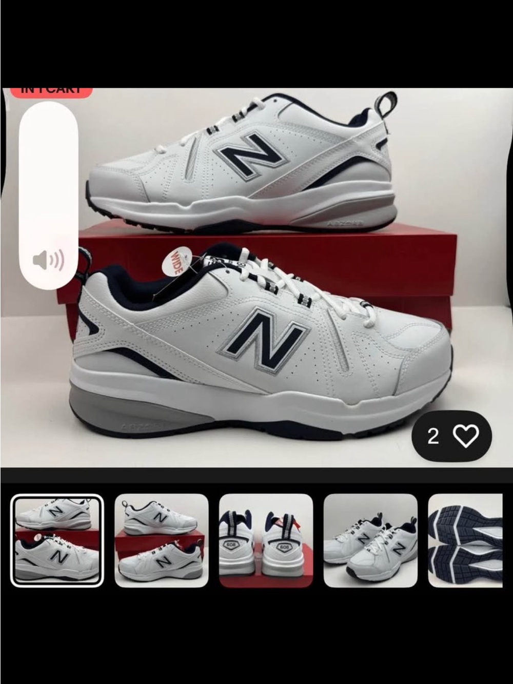 New Balance Men's White & Navy Athletic Sneakers